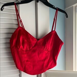 Cotton Candy Red Crop Top with Sweetheart Neckline